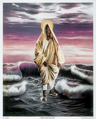 jesus walking on water clipart black and white