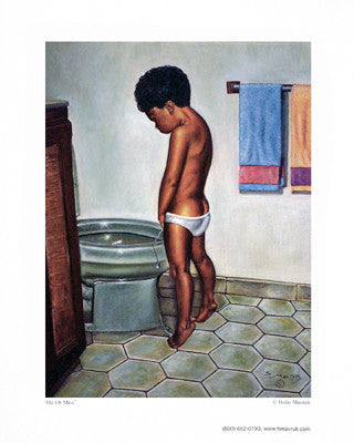  African American Potty Boy (10x8 inches - Unframed Art