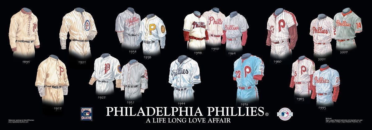 Philadelphia Phillies Uniform/Jersey Baseball Poster by Nola McConnan and  William Band – The Black Art Depot