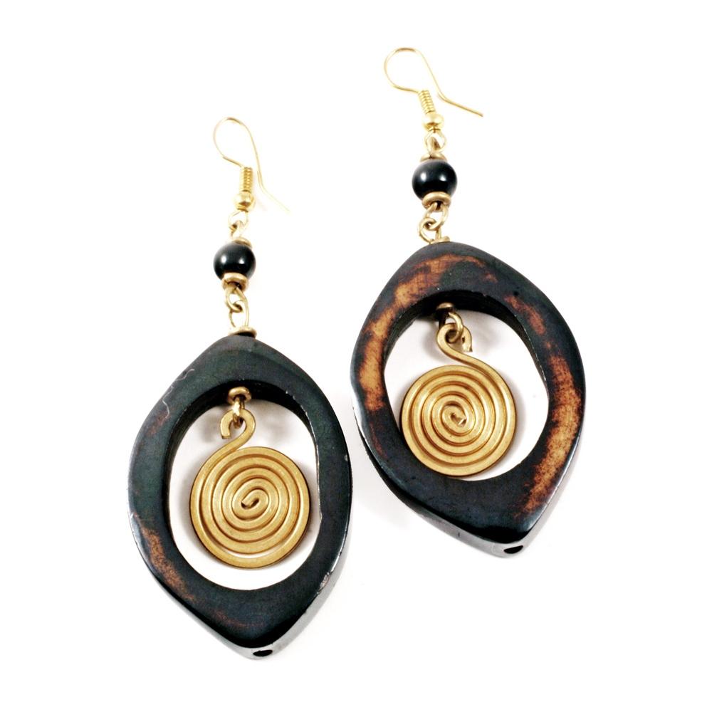 Handcrafted, Gold Plated brass high quality swirl earring made in Nepal.