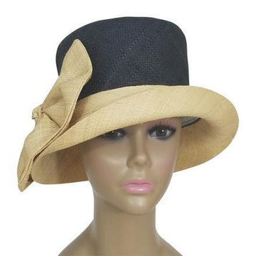 raffia-bell-shaped-hat-with-bow-The Black Art Depot