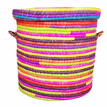 Avana: Hand Woven African Multi Colored Raffia Basket (Single)