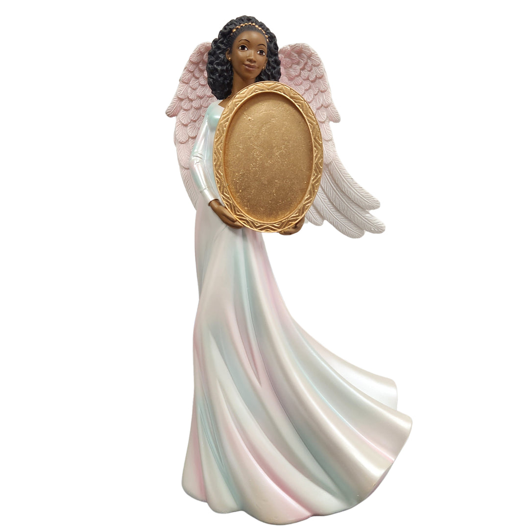 African American Guardian Angel Figurine w/ Picture Frame