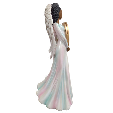 African American Guardian Angel Figurine w/ Picture Frame (Side)