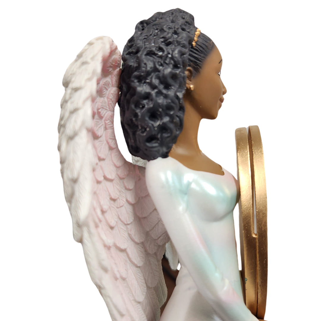 African American Guardian Angel Figurine w/ Picture Frame (Side Detail)