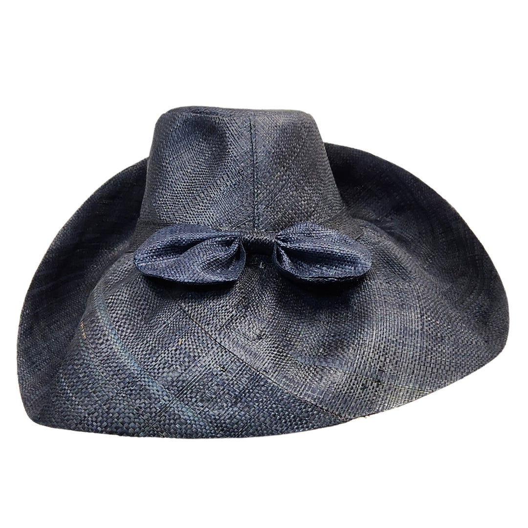 Abagbe: Madagascar Big Brim Raffia Sun Hat (Rear)