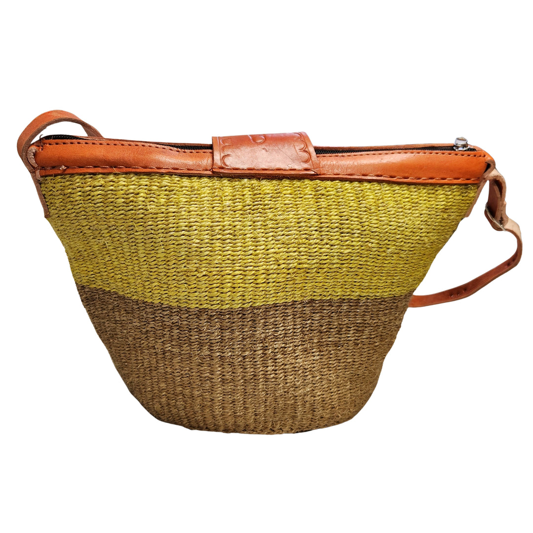 Neelai: Authentic Sisal and Leather Kenyan Kiondo (Rear View)