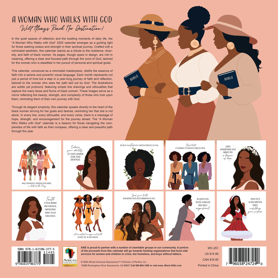 A Woman Who Walks With GOD by Nicholle Kobi: 2025 African American Wall Calendar (Back)