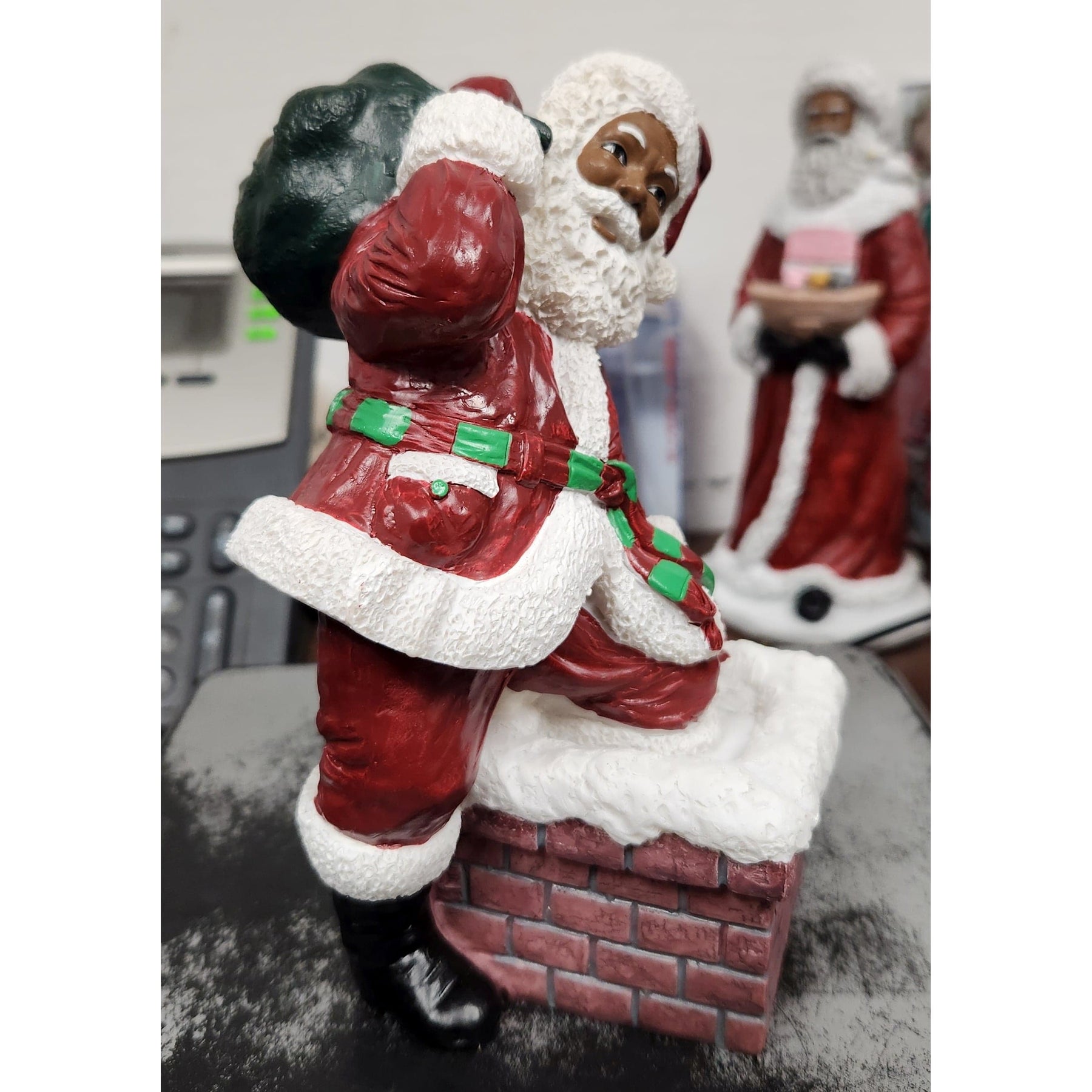 African American Santa Claus Climbs the Chimney Figurine – The Black ...