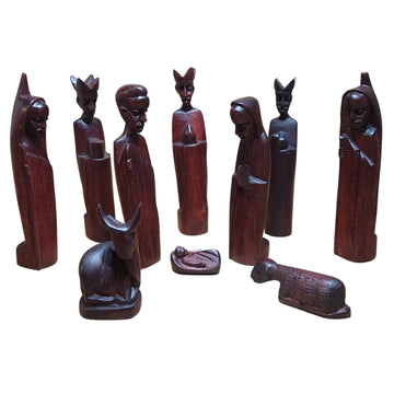 Authentic African Nativity Set (10 Pieces, Jacaranda Wood)