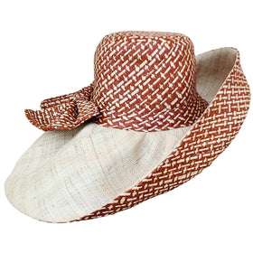 Agwe: Hand Woven Two Tone Madagascar Big Brim Raffia Sun Hat