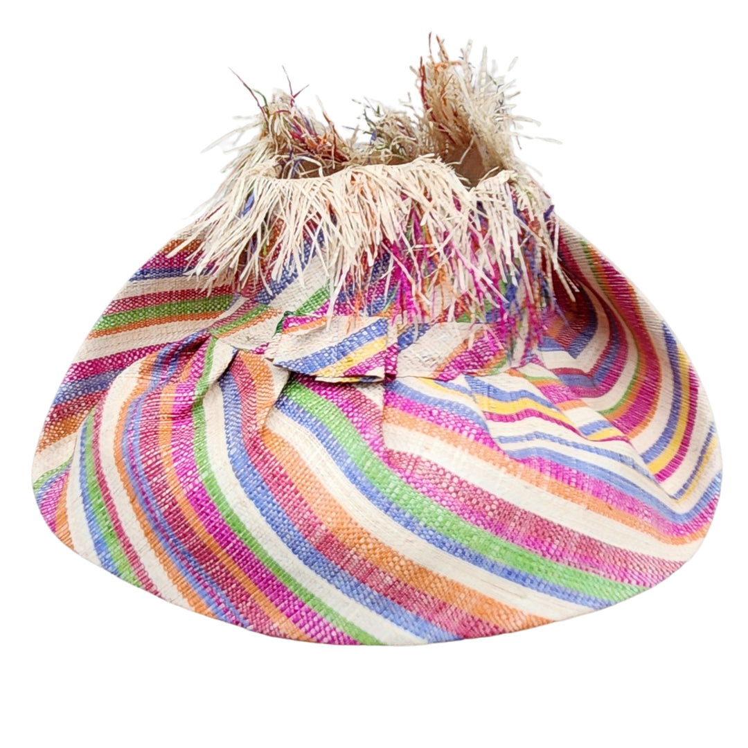 Benie: Madagascar Big Brim Crown Out Raffia Sun Hat (Back)