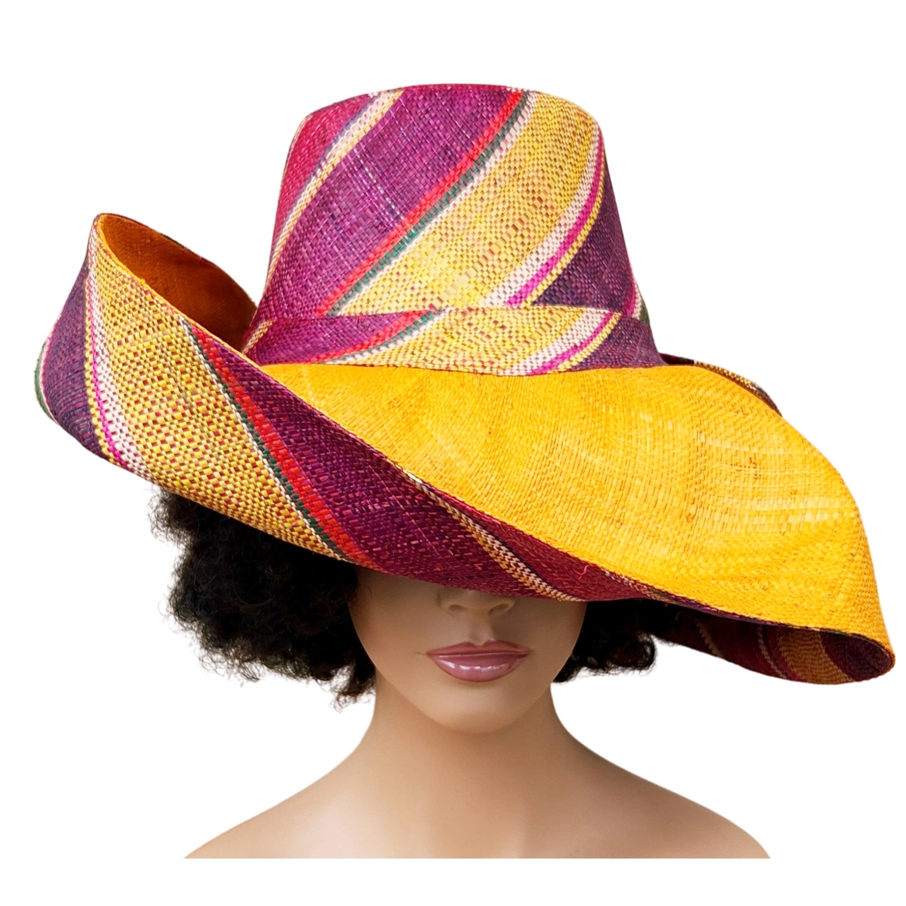 Bhekisisa: Hand Woven Multicolor Madagascar Big Brim Raffia Sun Hat ...