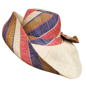 Bhekithemba: Hand Woven Multicolor Madagascar Big Brim Raffia Sun Hat