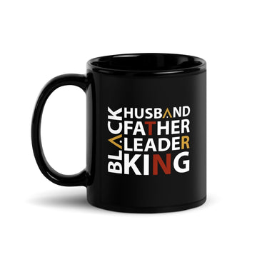 Black Husband Glossy Ceramic Coffee/Tea Mug II (Black, 11 Ounces, Left Handle)