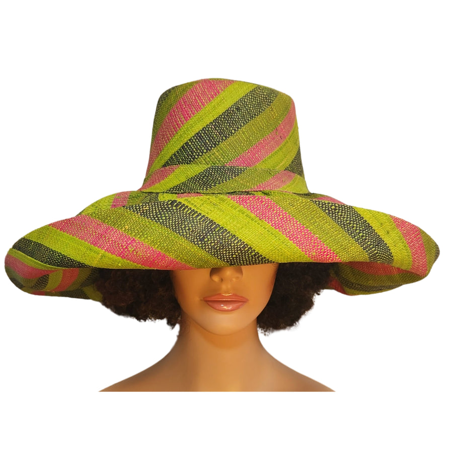 Celeste: Madagsacar Big Brim Raffia Sun Hat (Mannequin, Front)