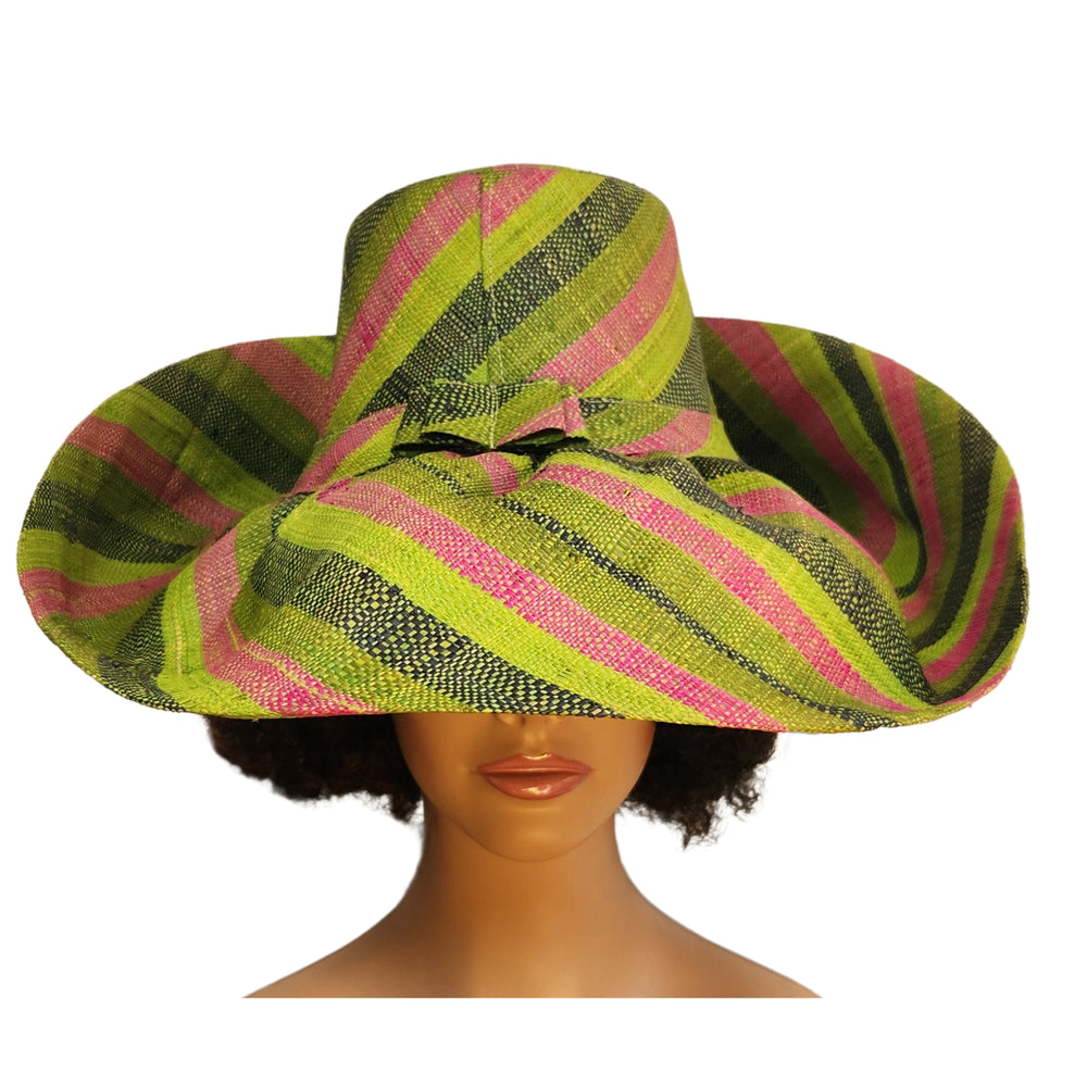 Celeste: Madagsacar Big Brim Raffia Sun Hat (Mannequin, Front 2)