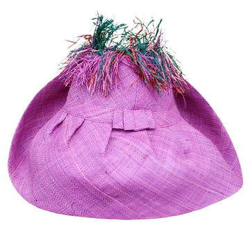 Chéckina: Madagascar Big Brim Crown Out Raffia Sun Hat (Back)