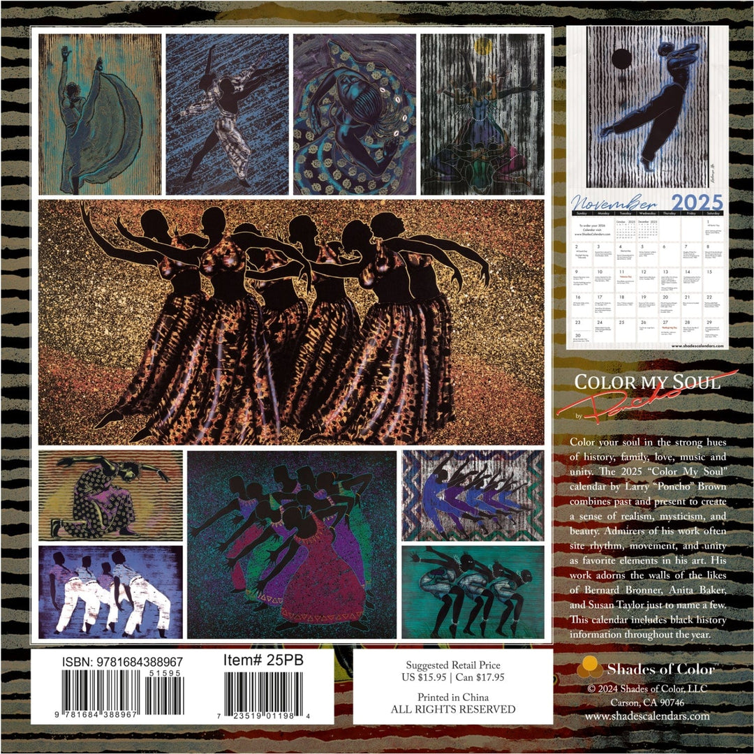 Color My Soul by Larry "Poncho" Brown: 2025 African American Wall Calendar (Back)