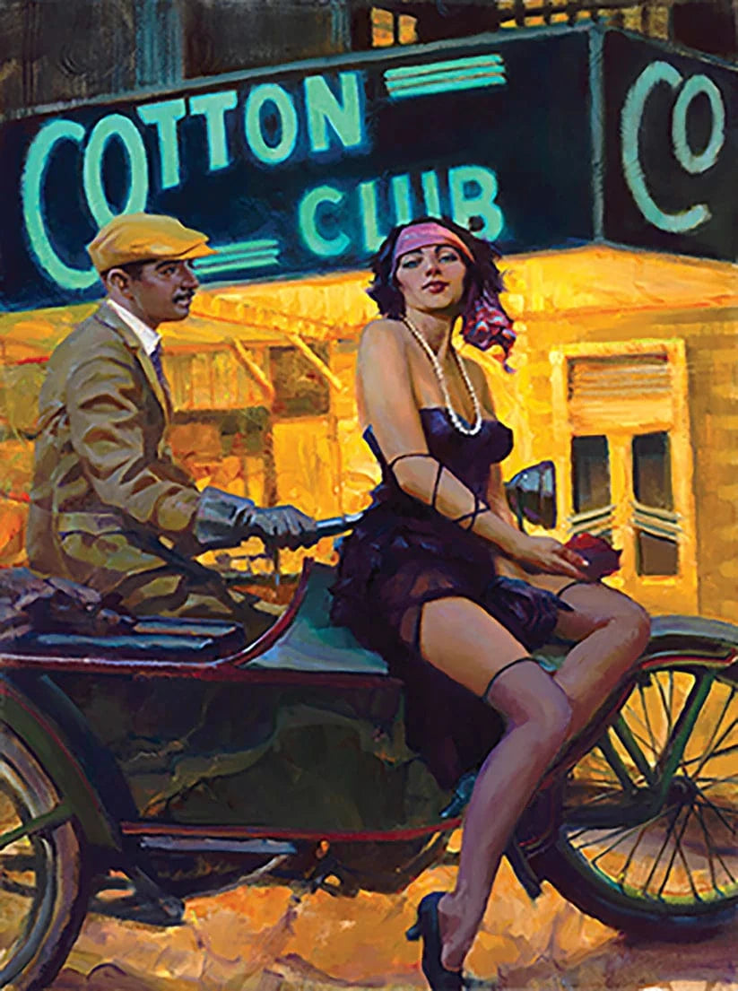 Cotton Club puzzle depicting iconic Harlem jazz venue with vibrant 1920s scene by David Uhl.