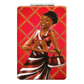 Crimson Diva (Delta Sigma Theta Inspired): African American Compact/Pocket Mirror