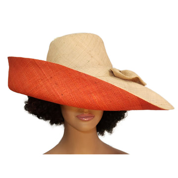 Cristal: Authentic Hand Woven Madagsacar Big Brim Raffia Sun Hat (Mannequin, Front)