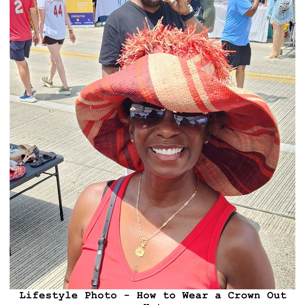 Madagascar Big Brim Crown Out Raffia Sun Hat (Lifestyle Photo 2)