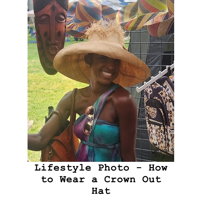 Madagascar Big Brim Crown Out Raffia Sun Hat (Lifestyle Photo 4)