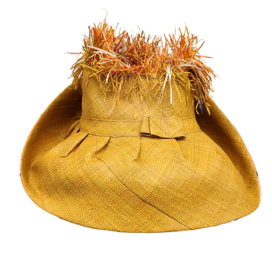 Destin: Madagascar Big Brim Crown Out Raffia Sun Hat (Rear)