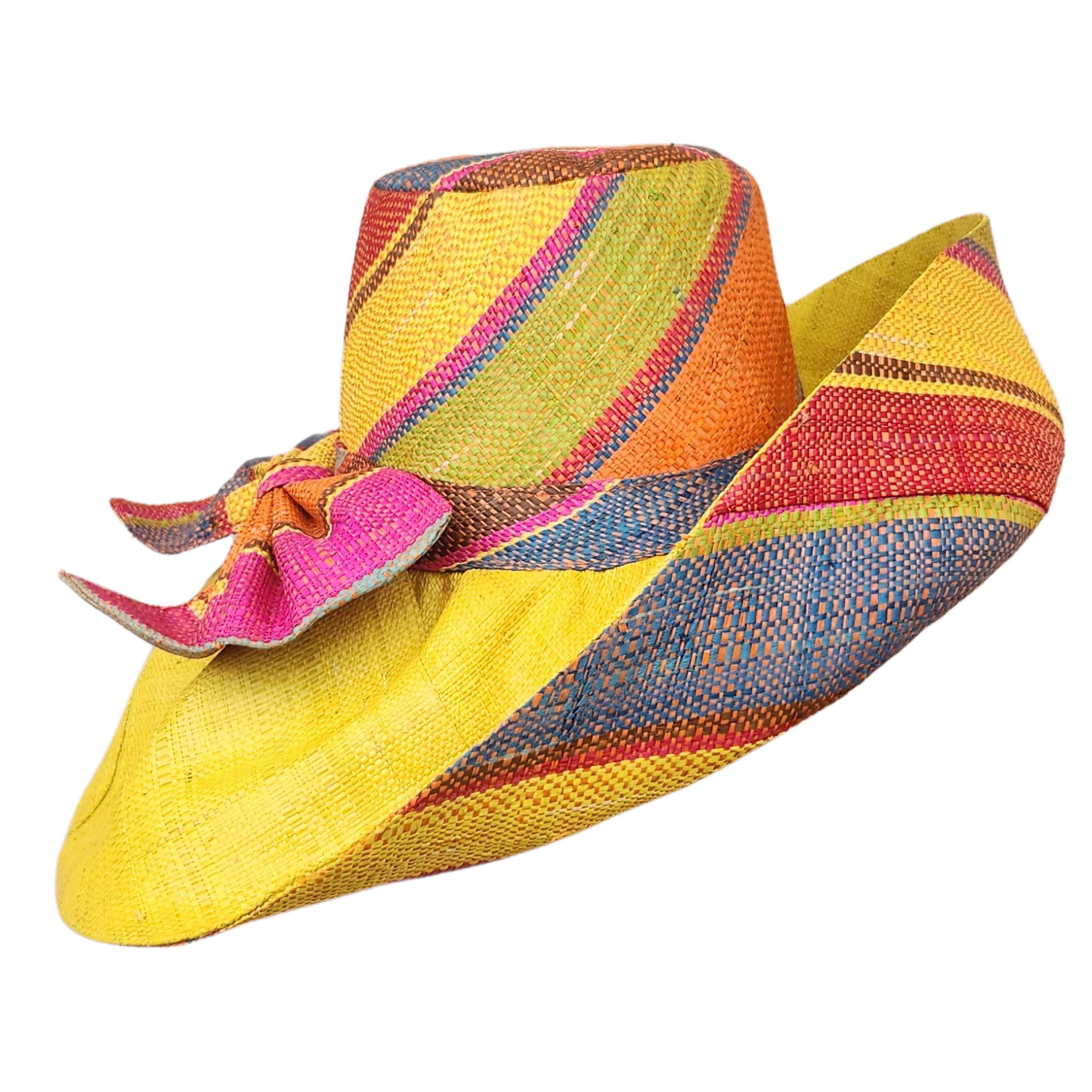 Dumisile: Hand Woven Multicolor Madagascar Big Brim Raffia Sun Hat ...