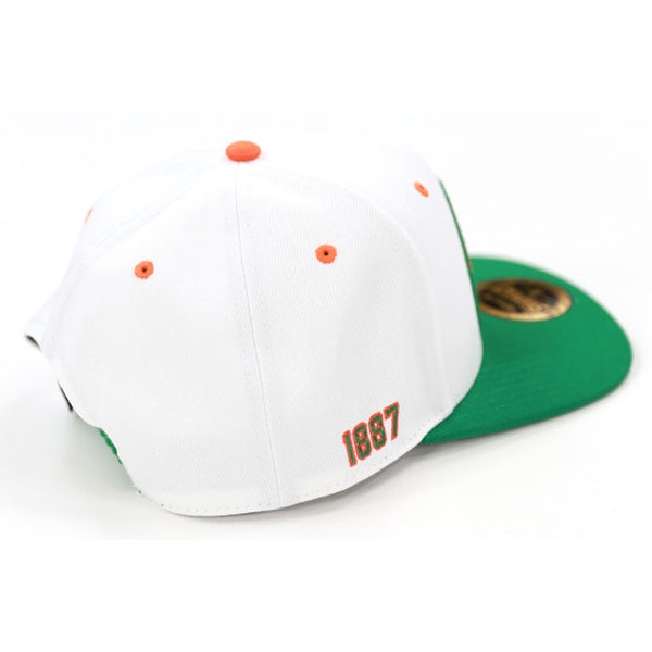 Florida A&M University Rattlers Snapback Baseball Cap (White, Back)