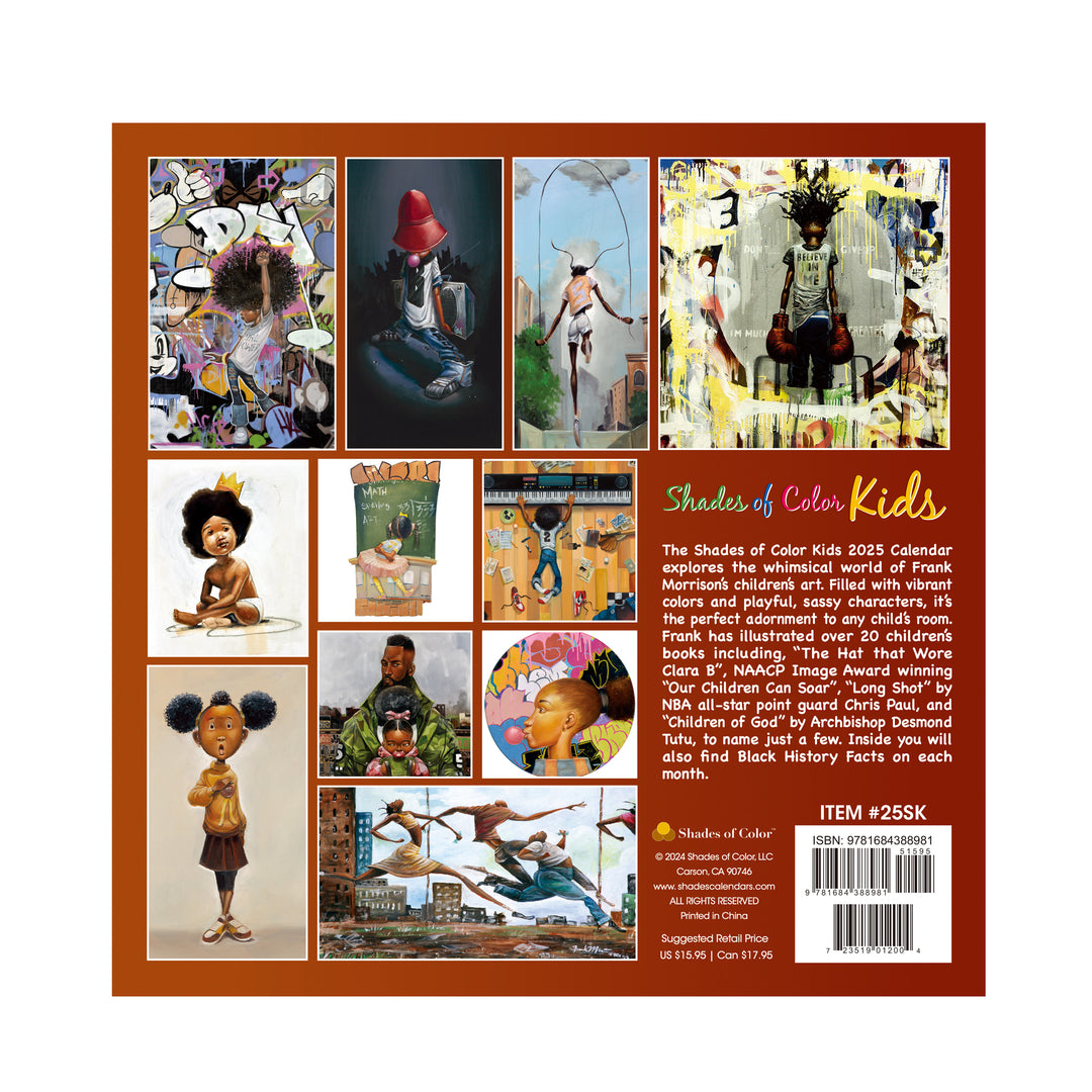 Shades of Color Kids by Frank Morrison: 2025 African American Wall Calendar (Back)