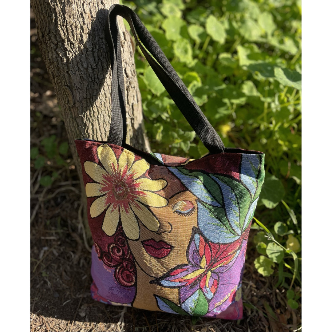 Garden Spirit: African American Woven Tote Bag by Pamela Hills (Lifestyle 3)