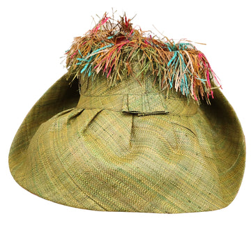 Gloria: Hand Woven Madagascar Big Brim Crown Out Raffia Sun Hat (Rear)