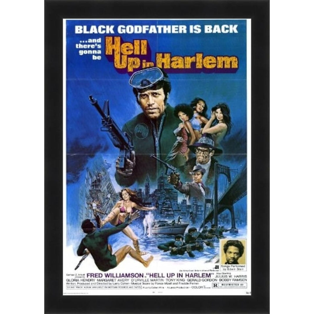 Hell Up in Harlem: African American Movie Poster (Black Frame)