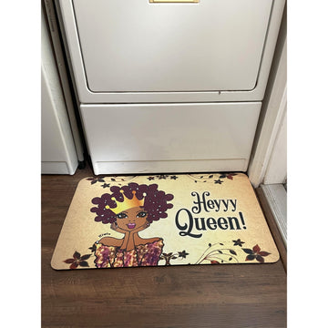 Heyyy Queen! by Kiwi McDowell: African American Interior Floor Mat