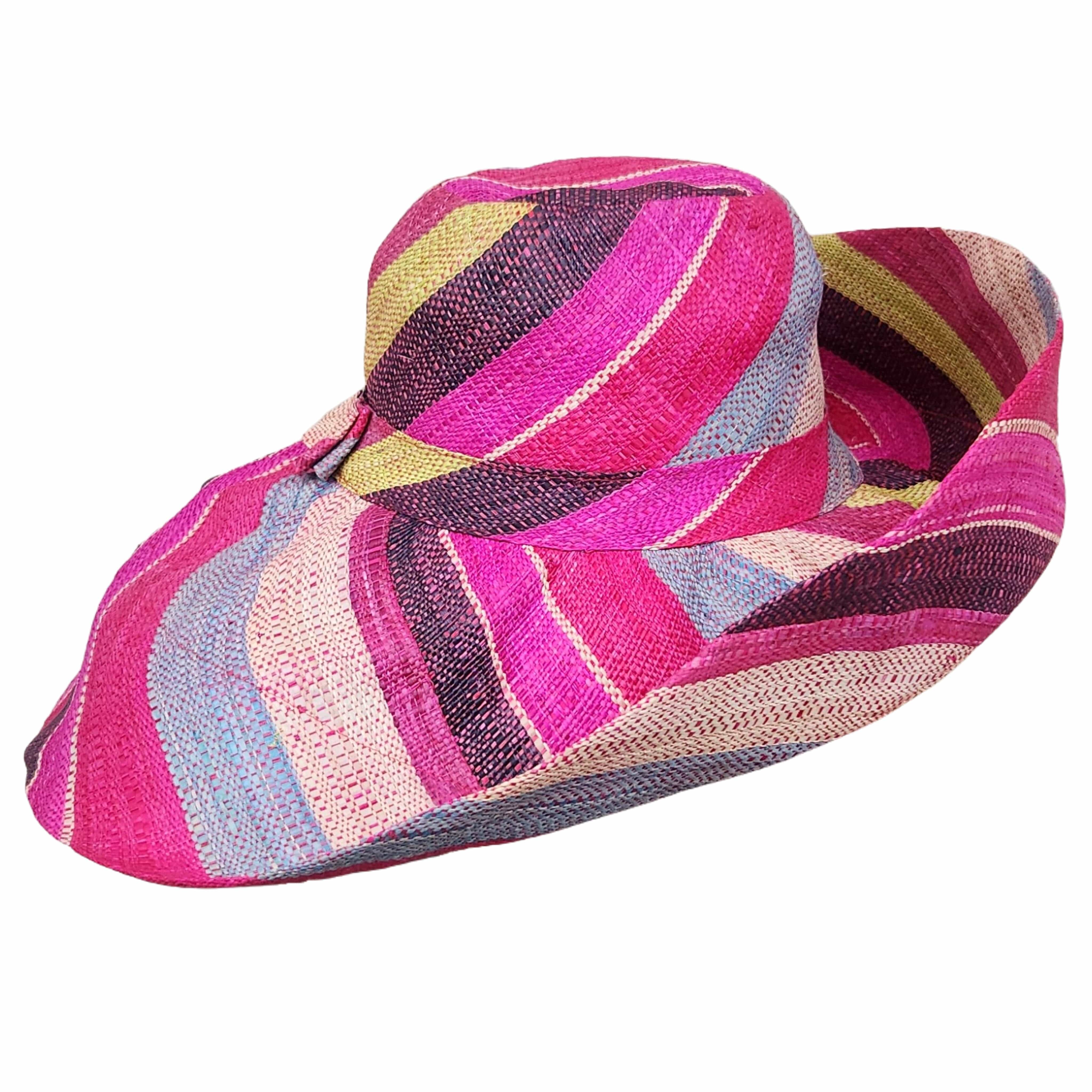 Hlengiwe: Hand Woven Multicolor Madagascar Big Brim Raffia Sun Hat ...