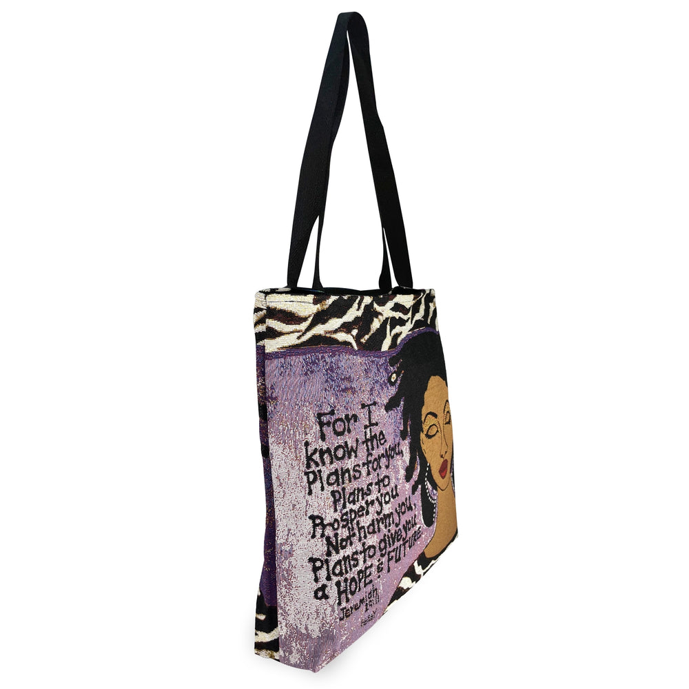 Hope and Future: African American Woven Tote Bag by GBaby (Side)