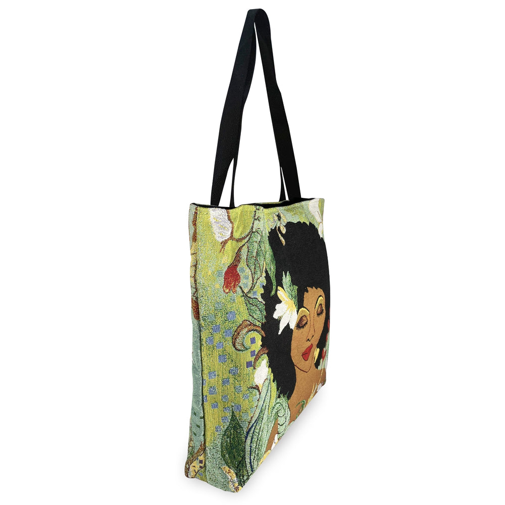 I am Life: African American Woven Tote Bag by GBaby (Side)