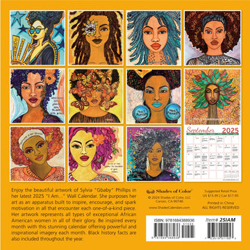 I Am Light by Sylvia "Gbaby" Cohen: 2025 African American Wall Calendar (Back)