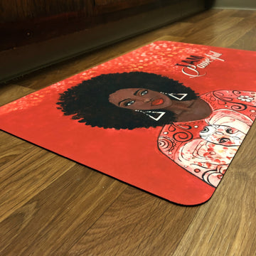 I Am Powerful (Delta Sigma Theta) by Sylvia "Gbaby" Cohen: African American Interior Floor Mat