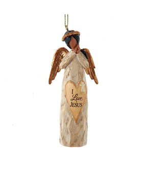 I Love Jesus Earth Angel: African American Christmas Ornament