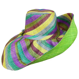 Jalissa: Hand Woven Multicolor Madagascar Big Brim Raffia Sun Hat