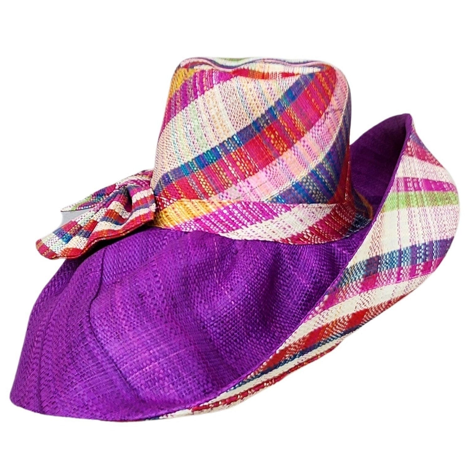 Jevaun: Hand Woven Multicolor Madagascar Big Brim Raffia Sun Hat – The ...