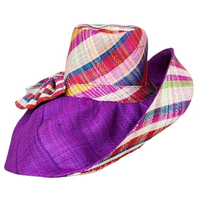 Jevaun: Authentic Hand Woven Multicolor Madagascar Big Brim Raffia Sun Hat