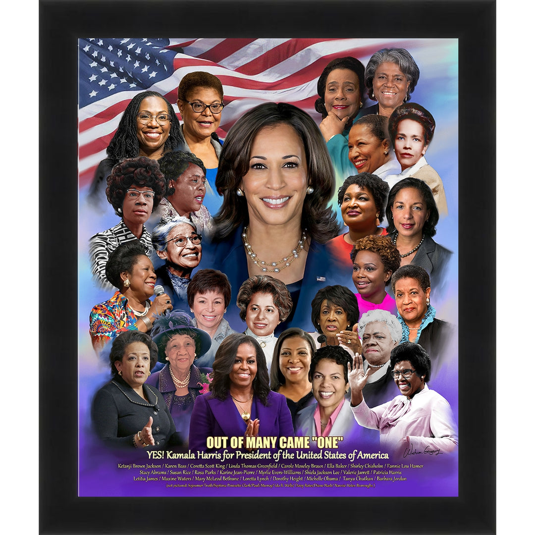 Kamala Harris: Out of Many Came One by Wishum Gregory (Black Frame)