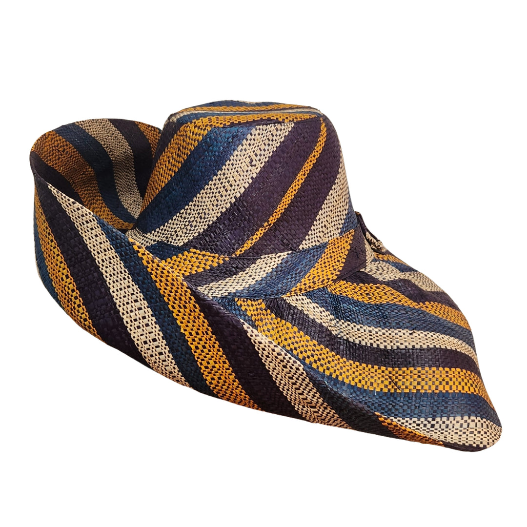 Kiki: Hand Woven Multicolor Madagascar Big Brim Raffia Sun Hat