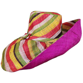 Latent: Authentic Hand Woven Multicolor Madagascar Big Brim Raffia Sun Hat