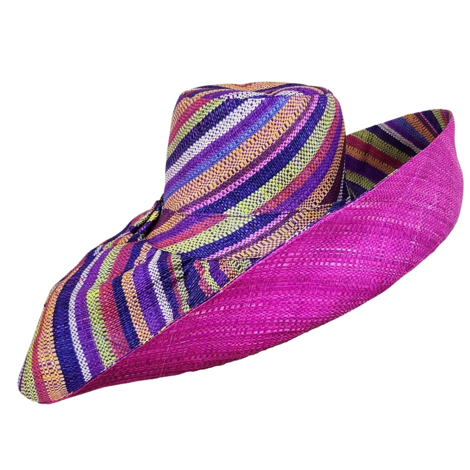 Mao: Hand Woven Multicolor Madagascar Big Brim Raffia Sun Hat – The ...