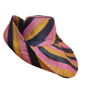 Margaret: Authentic Hand Woven Multicolor Madagascar Big Brim Raffia Sun Hat